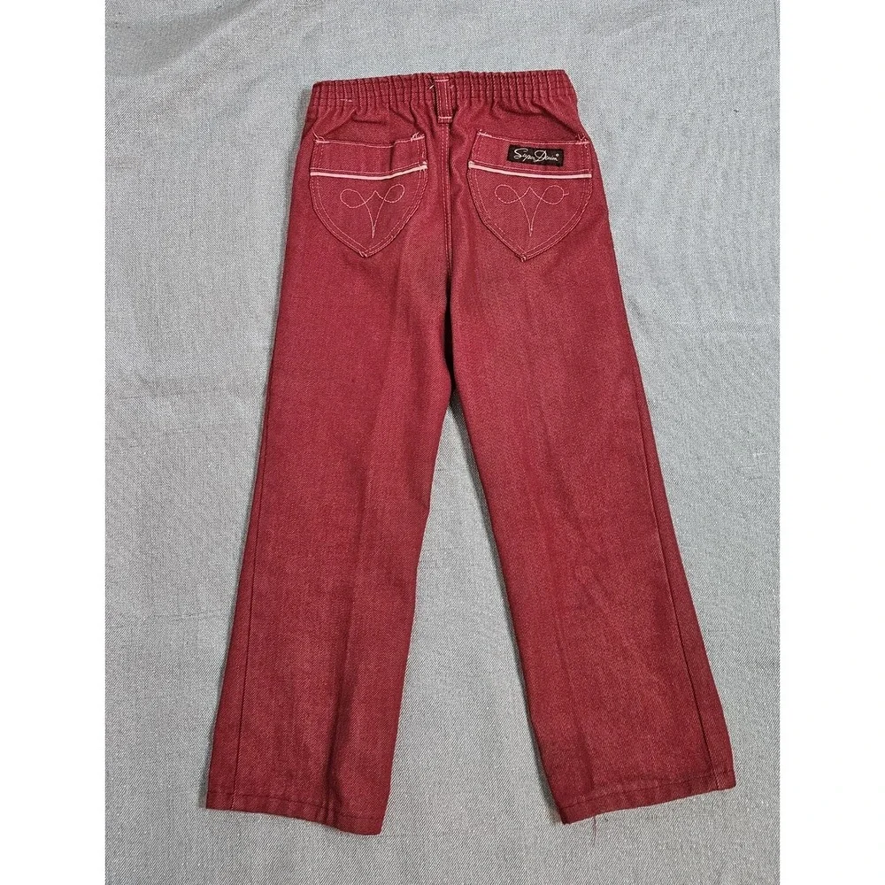Vintage 70s JCPenney Super‎ Denim Pants Girls Size 5 Red